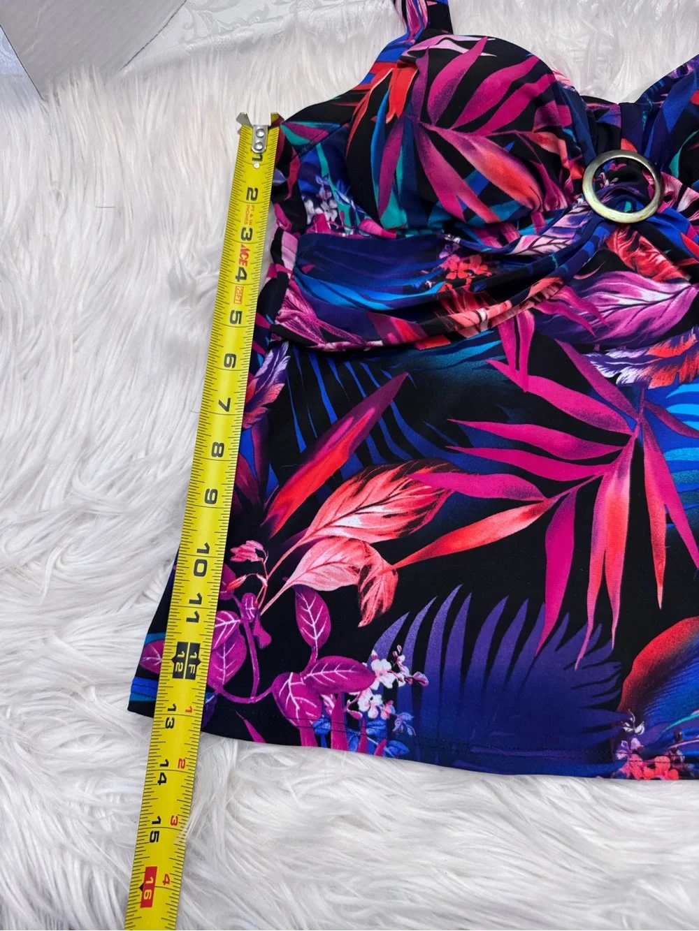 Trimshaper Plus 16 Tankini Swimsuit Top Floral Draped Modest Slimming Resortwear